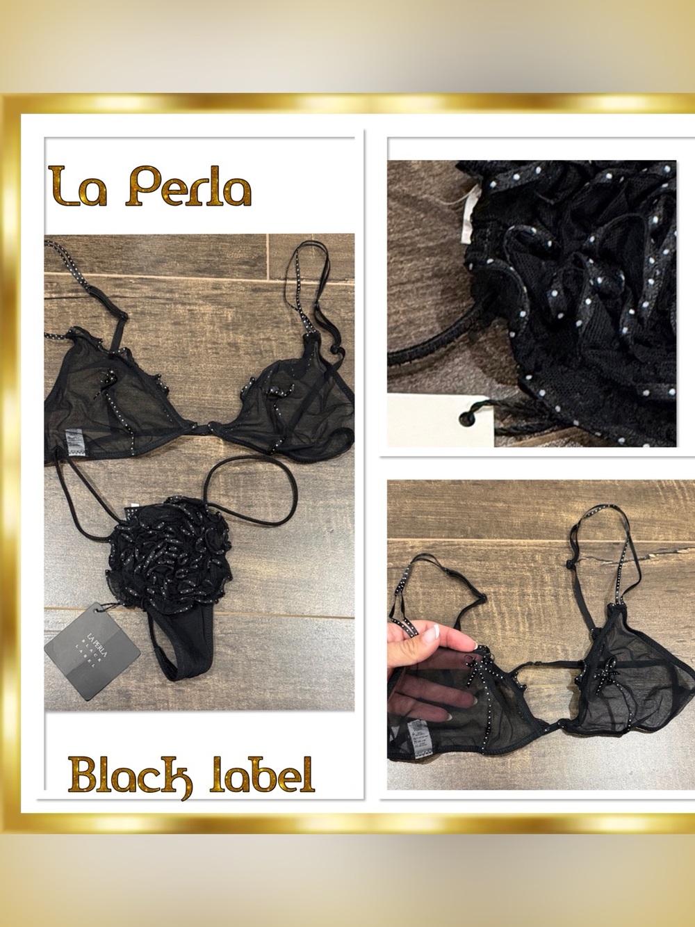 La Perla Black Label Nastrini Silk Ribboned Sheer Tulle Embellished Bow Large